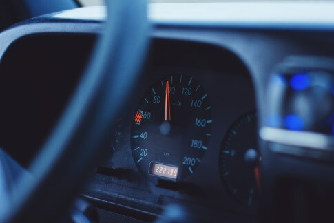 close up of car speedometer