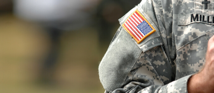 American flag patch on uniform shoulder