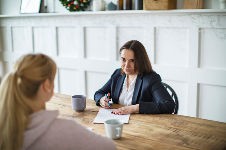 Woman meeting with family law attorney
