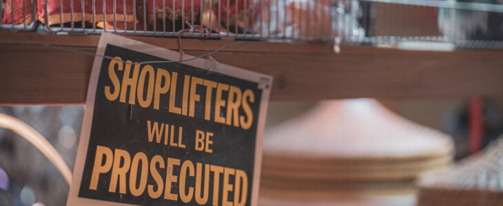 Shoplifters will be prosecuted sign in a store
