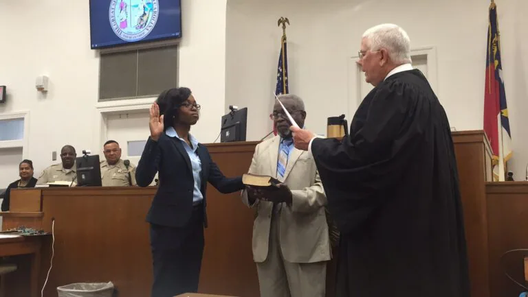 The swearing in of GreeneWilsonStyron's newest attorney, Jaimee Bullock