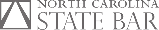 The gray logo for the North Carolina State Bar, with a stylized triangle inside a square on the left.